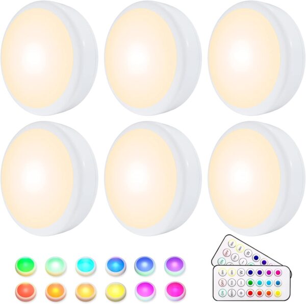 RGBW Wireless Cabinet Lights - 6 LED Lights with Remote & Timer