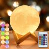 Mydethun 16-Color Moon Lamp with Wooden Base - 3D LED Night Light