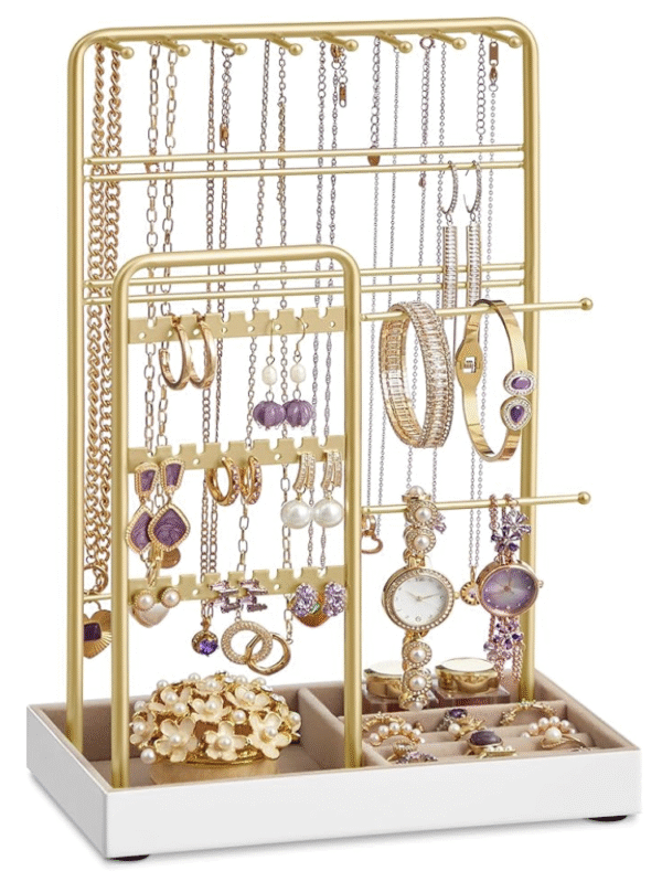 Gold Jewelry Stand with Velvet Tray – SONGMICS